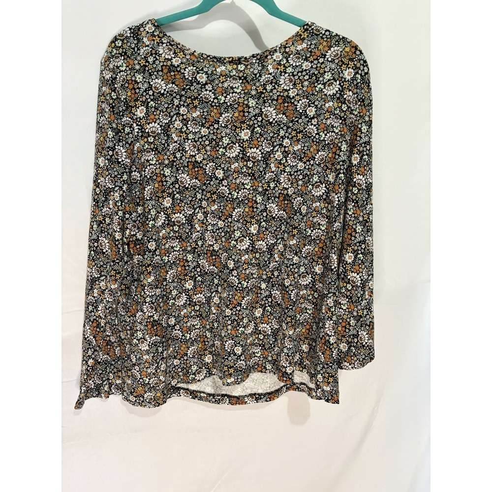 Croft & Barrow Women Floral Long Sleeve Cotton Shirt XXL Multicolor Classic Tee